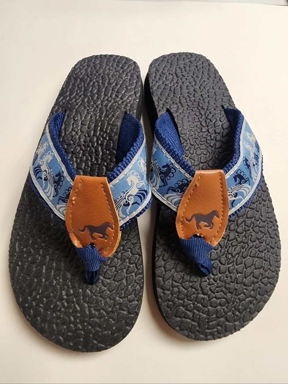 Horse Flip Flops Blue Black New 689 B16 See measurements for size